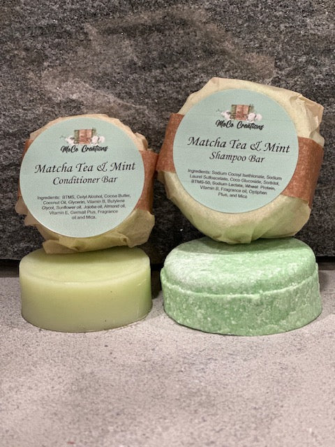 Matcha Tea and Mint Shampoo and Conditioner Bars