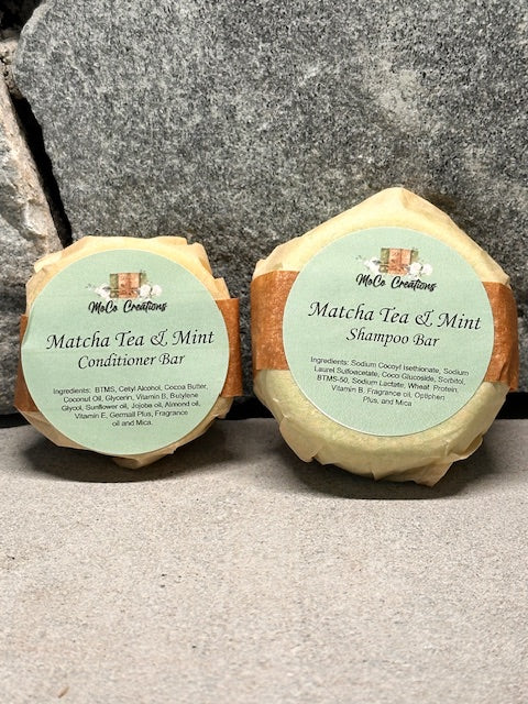 Matcha Tea and Mint Shampoo and Conditioner Bars