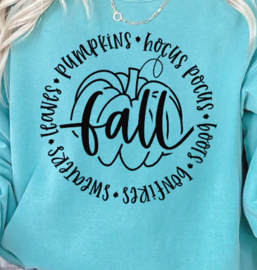 Fall with a pumpkin shirt transfer