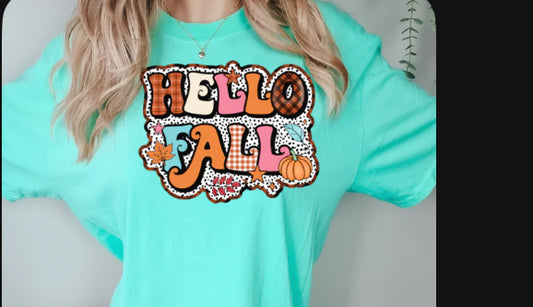 Hello Fall full color shirt transfer