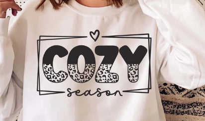 Cozy Season with cheetah print shirt transfer