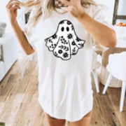 Ghost with flowers shirt transfer